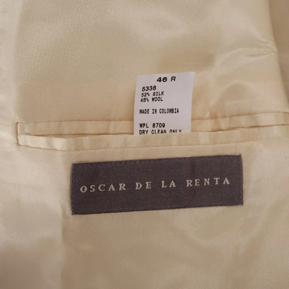 Oscar De La Renta Silk Wool Tan Sport Coat 46R - Picture 8 of 8